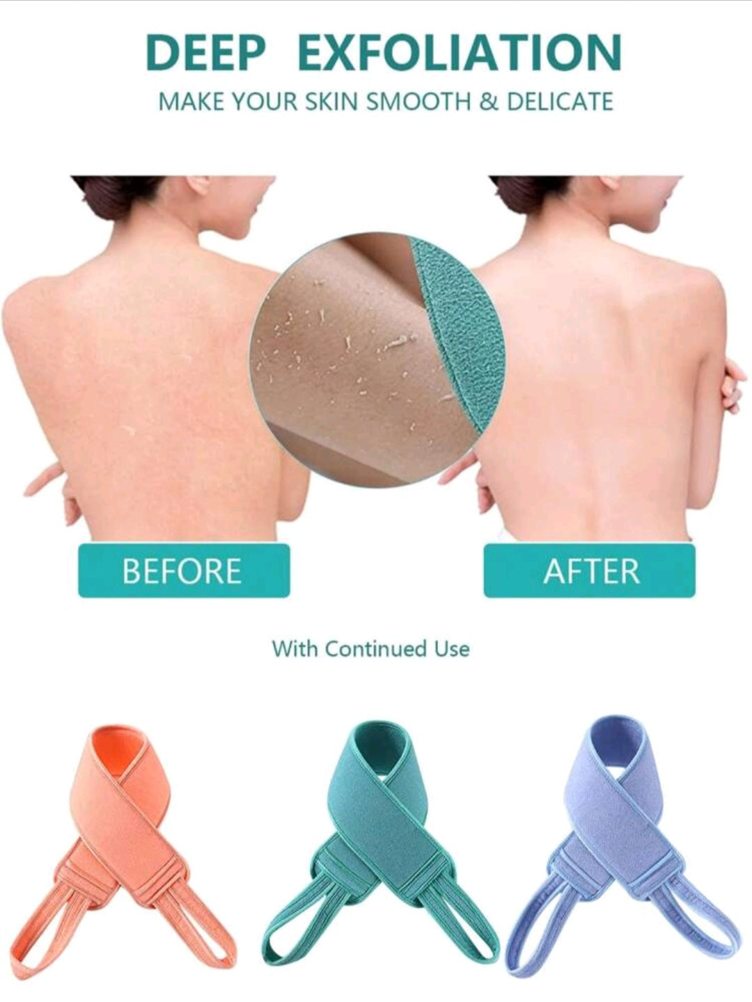 BathBlast Double-Sided Exfoliating Back Scrubber